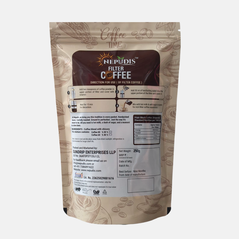 Nepudis Traditional Filter Coffee – 60% Coffee and 40% Chicory-Bold Taste, Smooth Finish